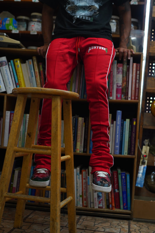 Red Stacked Joggers